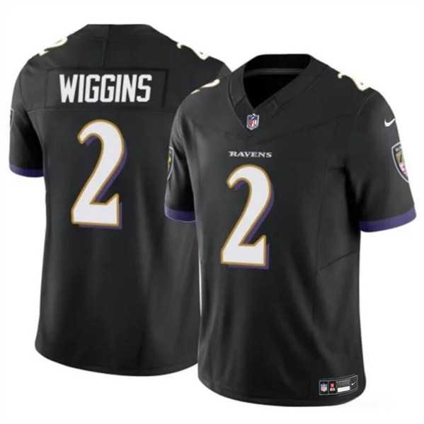 Men & Women & Youth Baltimore Ravens #2 Nate Wiggins Black 2024 Draft F.U.S.E. Vapor Limited Jersey